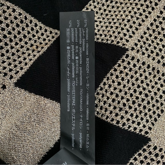 Zara Gold and Black Argyle Sweater, Size Medium - Picture 8 of 10